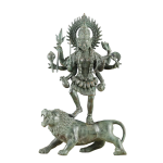 Vintage Balinese Bronze Durga-Kali with Lion | 18.5" Lost Wax Art | Sacred Lion Mount Masterpiece | Divine Temple Beauty | Jaipurio